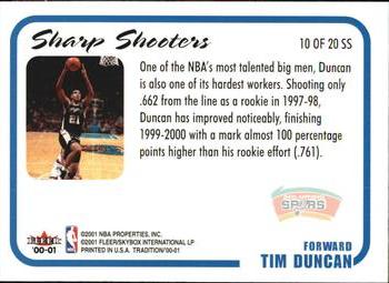 2000-01 Fleer Tradition - Sharpshooters #10 SS Tim Duncan Back