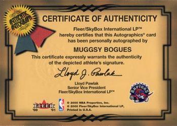 2000-01 Fleer Authority - Autographics SSD #NNO Muggsy Bogues Back