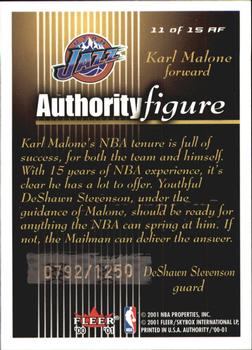 2000-01 Fleer Authority - Authority Figure #11 AF DeShawn Stevenson / Karl Malone Back