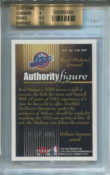 2000-01 Fleer Authority - Authority Figure 499 #11 AF DeShawn Stevenson / Karl Malone Back