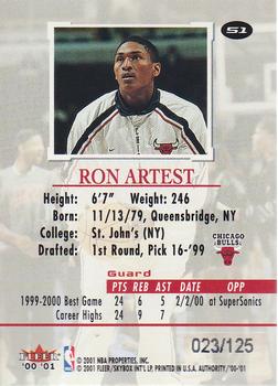 2000-01 Fleer Authority - Prominence SN125/SN75 #51 Ron Artest Back