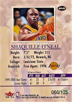 2000-01 Fleer Authority - Prominence SN125/SN75 #82 Shaquille O'Neal Back