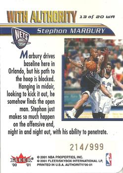 2000-01 Fleer Authority - With Authority #13 WA Stephon Marbury Back