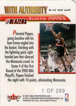 2000-01 Fleer Authority - With Authority 299 #6 WA Scottie Pippen Back
