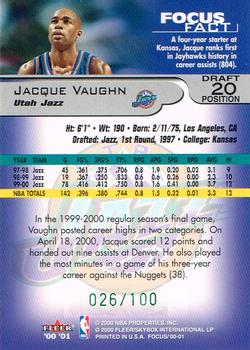 2000-01 Fleer Focus - Draft Position #20 Jacque Vaughn Back