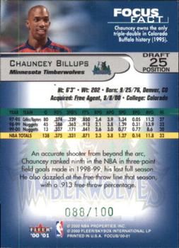 2000-01 Fleer Focus - Draft Position #25 Chauncey Billups Back