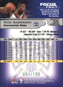 2000-01 Fleer Focus - Draft Position #35 Nick Anderson Back