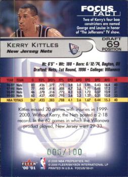 2000-01 Fleer Focus - Draft Position #69 Kerry Kittles Back