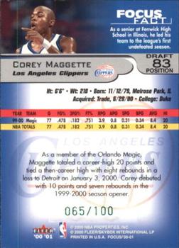 2000-01 Fleer Focus - Draft Position #83 Corey Maggette Back