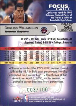 2000-01 Fleer Focus - Draft Position #98 Corliss Williamson Back