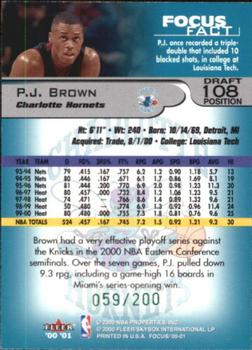2000-01 Fleer Focus - Draft Position #108 P.J. Brown Back