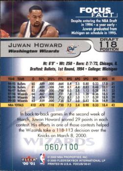 2000-01 Fleer Focus - Draft Position #118 Juwan Howard Back