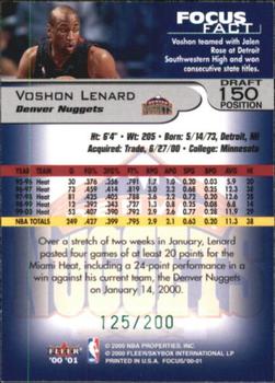 2000-01 Fleer Focus - Draft Position #150 Voshon Lenard Back