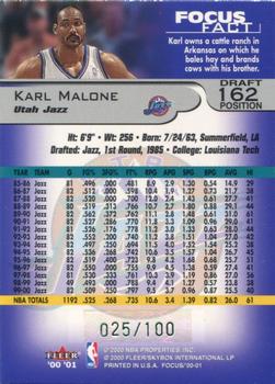 2000-01 Fleer Focus - Draft Position #162 Karl Malone Back