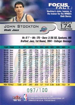 2000-01 Fleer Focus - Draft Position #174 John Stockton Back