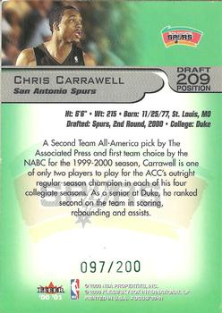 2000-01 Fleer Focus - Draft Position #209 Chris Carrawell Back