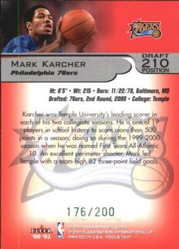 2000-01 Fleer Focus - Draft Position #210 Mark Karcher Back
