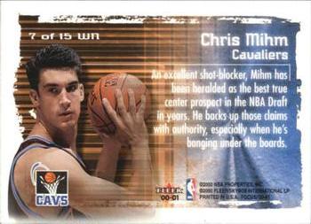 2000-01 Fleer Focus - Welcome to the NBA #7 WN Chris Mihm Back