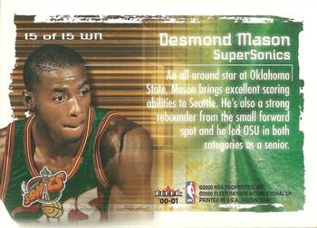 2000-01 Fleer Focus - Welcome to the NBA #15 WN Desmond Mason Back