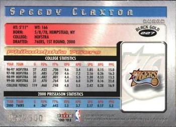 2000-01 Fleer Futures - Black Gold #227 Speedy Claxton Back