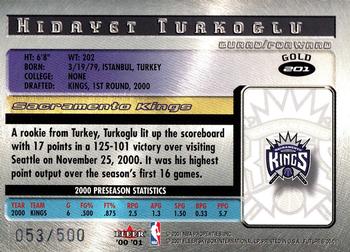 2000-01 Fleer Futures - Gold #201 Hidayet Turkoglu Back