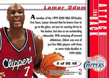 2000-01 Fleer Game Time - Attack the Rack #2 AR Lamar Odom Back