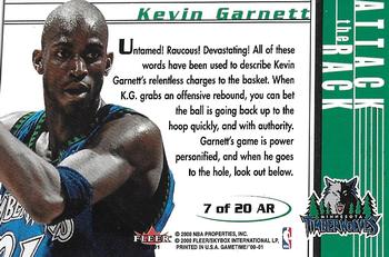 2000-01 Fleer Game Time - Attack the Rack #7 AR Kevin Garnett Back