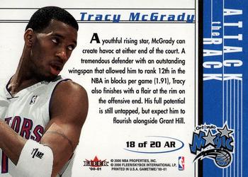2000-01 Fleer Game Time - Attack the Rack #18 AR Tracy McGrady Back