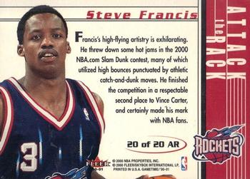 2000-01 Fleer Game Time - Attack the Rack #20 AR Steve Francis Back