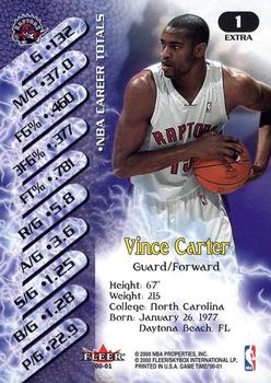 2000-01 Fleer Game Time - Extra #1 Vince Carter Back