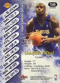 2000-01 Fleer Game Time - Extra #58 Shaquille O'Neal Back