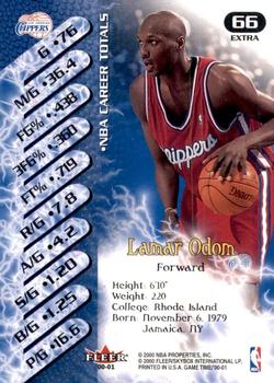 2000-01 Fleer Game Time - Extra #66 Lamar Odom Back