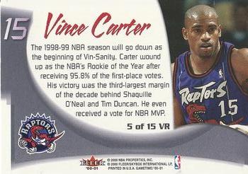2000-01 Fleer Game Time - Vince and the Revolution #15 VR Vince Carter Back