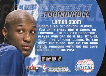 2000-01 Fleer Genuine - Formidable #2 F Lamar Odom Back