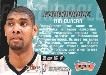 2000-01 Fleer Genuine - Formidable #13 F Tim Duncan Back