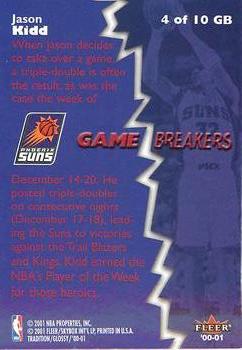 2000-01 Fleer Tradition Glossy - Game Breakers #4 GB Jason Kidd Back