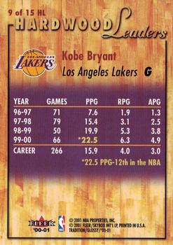 2000-01 Fleer Tradition Glossy - Hardwood Leaders #9 HL Kobe Bryant Back