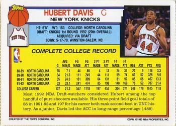 1992-93 Topps - Hoop Magazine Perforated Inserts #NNO Hubert Davis Back