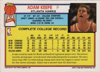 1992-93 Topps - Hoop Magazine Perforated Inserts #NNO Adam Keefe Back