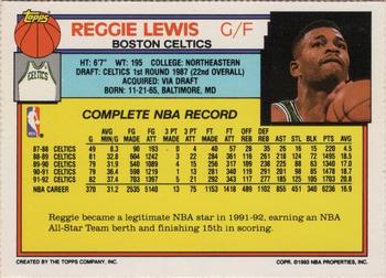 1992-93 Topps - Hoop Magazine Perforated Inserts #NNO Reggie Lewis Back