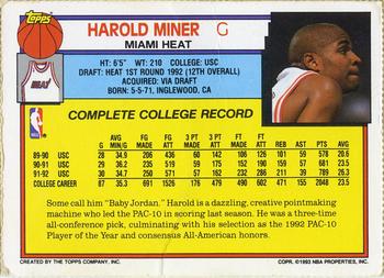 1992-93 Topps - Hoop Magazine Perforated Inserts #NNO Harold Miner Back