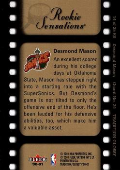 2000-01 Fleer Tradition Glossy - Rookie Sensations #14 RS Desmond Mason Back