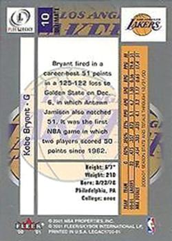 2000-01 Fleer Legacy - Ultimate #10 Kobe Bryant Back