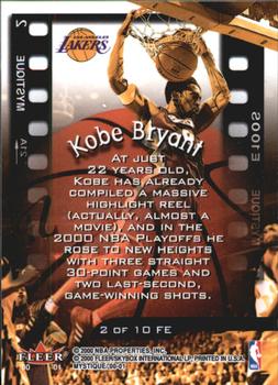 2000-01 Fleer Mystique - Film at Eleven #2 FE Kobe Bryant Back