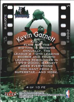 2000-01 Fleer Mystique - Film at Eleven #4 FE Kevin Garnett Back