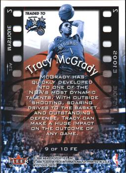 2000-01 Fleer Mystique - Film at Eleven #9 FE Tracy McGrady Back