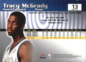 2000-01 Fleer Mystique - Gold #13 Tracy McGrady Back