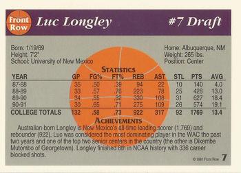 1991 Front Row Top 10 Draft Picks #7 Luc Longley Back