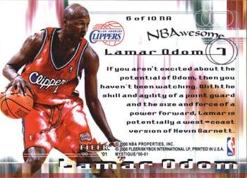 2000-01 Fleer Mystique - NBAwesome #6 NA Lamar Odom Back