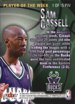 2000-01 Fleer Mystique - Player of the Week #1 PW Sam Cassell Back